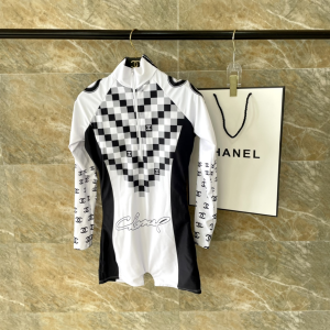 Chanel CC Logo Black White Swim Suit