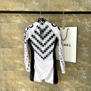 Chanel CC Logo Black White Swim Suit
