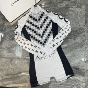 Chanel CC Logo Black White Swim Suit