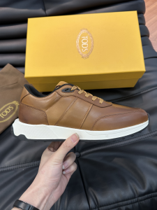 Tods Classic Brown Leather Sneakers