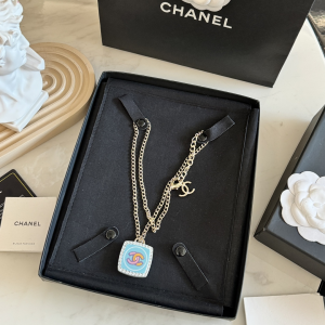 Chanel CC Square Pendant Chain Necklace