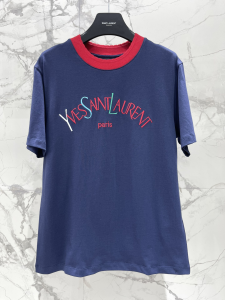 Saint Laurent YSL Blue Cotton T Shirt Saint Laurent YSL Blue Cotton T Shirt