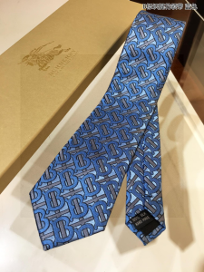 Burberry Classic Monogram TB Blue Silk Tie