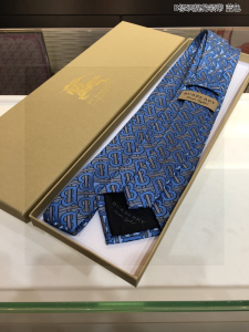 Burberry Classic Monogram TB Blue Silk Tie