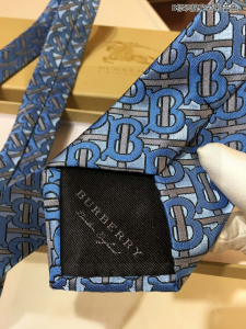 Burberry Classic Monogram TB Blue Silk Tie