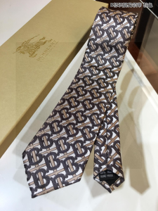 Burberry Classic Monogram TB Brown Silk Tie