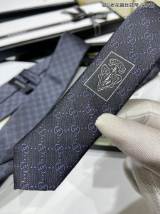 Gucci Mens GG Pattern Black Silk Tie