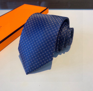Hermes Falconee H Bicolour Blue Silk Tie
