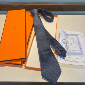Hermes Falconee H Bicolour Blue Silk Tie