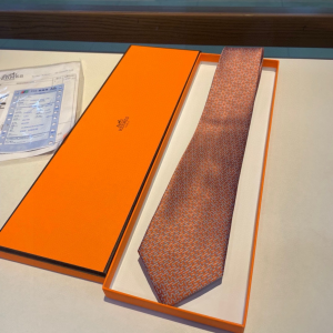 Hermes Falconee H Bicolour Khaki Silk Tie