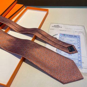 Hermes Falconee H Bicolour Khaki Silk Tie