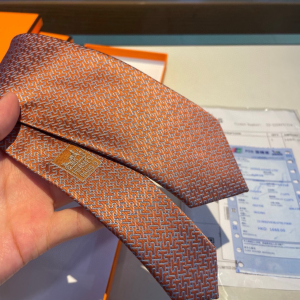 Hermes Falconee H Bicolour Khaki Silk Tie