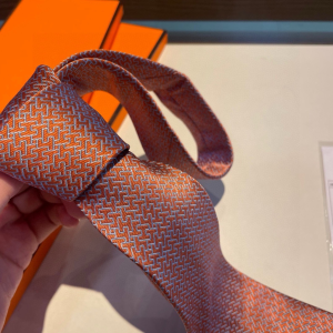 Hermes Falconee H Bicolour Khaki Silk Tie