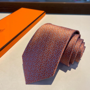 Hermes Falconee H Bicolour Khaki Silk Tie
