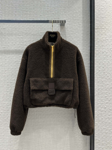 Fendi Wool Teddy Anorak Dark Brown