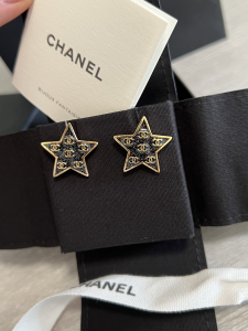 Chanel Multi CC Black Star Earrings