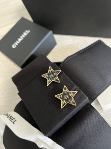 Chanel Multi CC Black Star Earrings