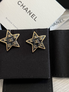 Chanel Multi CC Black Star Earrings