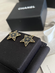 Chanel Multi CC Black Star Earrings