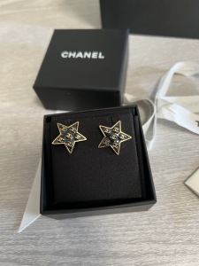 Chanel Multi CC Black Star Earrings