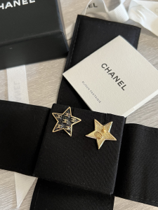 Chanel Multi CC Black Star Earrings