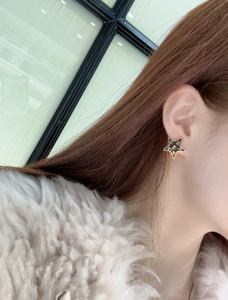 Chanel Multi CC Black Star Earrings