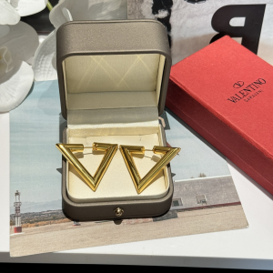 Valentino V Detail Gold Metal Earrings