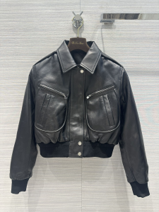 Loro Piana Roldan Dropped Black Leather Bomber Jacket Loro Piana Roldan Dropped Black Leather Bomber Jacket