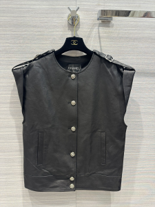 Chanel Black Leather Gilet Vest