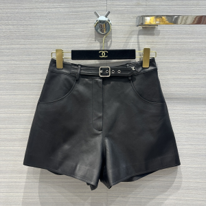 Chanel Black Leather Shorts