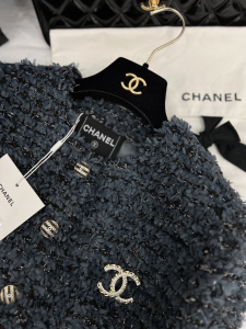 Chanel Grey Fringed Jacket Coat