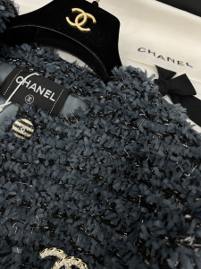 Chanel Grey Fringed Jacket Coat