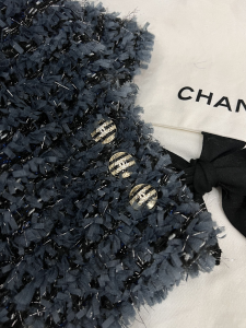 Chanel Grey Fringed Jacket Coat