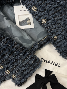 Chanel Grey Fringed Jacket Coat