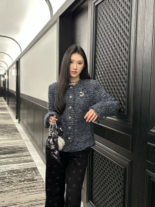 Chanel Grey Fringed Jacket Coat