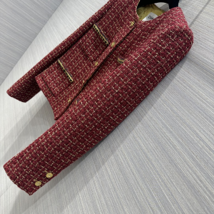Chanel Red Tweed Jacket Coat