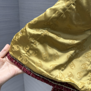 Chanel Red Tweed Jacket Coat