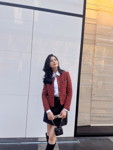 Chanel Red Tweed Jacket Coat