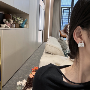 Chanel CC Bag Charm White Earrings