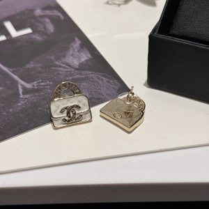 Chanel CC Bag Charm White Earrings