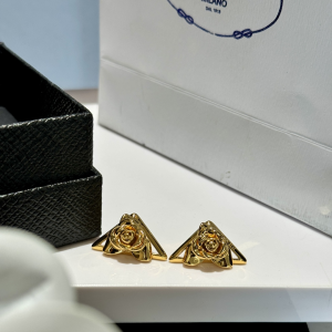 Prada Metal Triangle Logo Flower Earrings Prada Metal Triangle Logo Flower Earrings