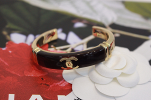 Chanel CC Black Gold Cuff Bracelets