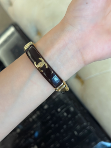Chanel CC Black Gold Cuff Bracelets