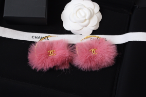 Chanel CC Fantasy Fur Hoop Earrings