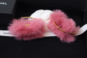 Chanel CC Fantasy Fur Hoop Earrings