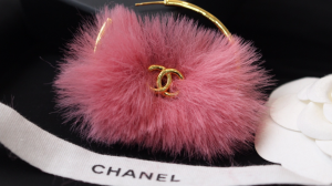Chanel CC Fantasy Fur Hoop Earrings