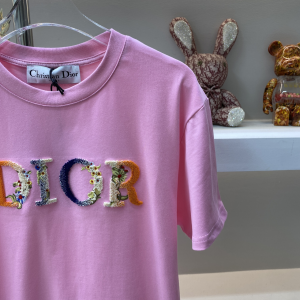 Dior Logo Pink Cotton T Shirt
