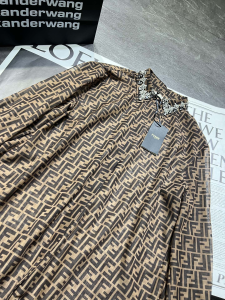 Fendi FF Print Silk Shirt Brown