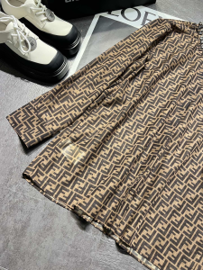 Fendi FF Print Silk Shirt Brown