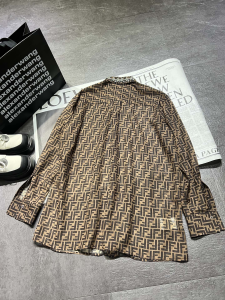 Fendi FF Print Silk Shirt Brown